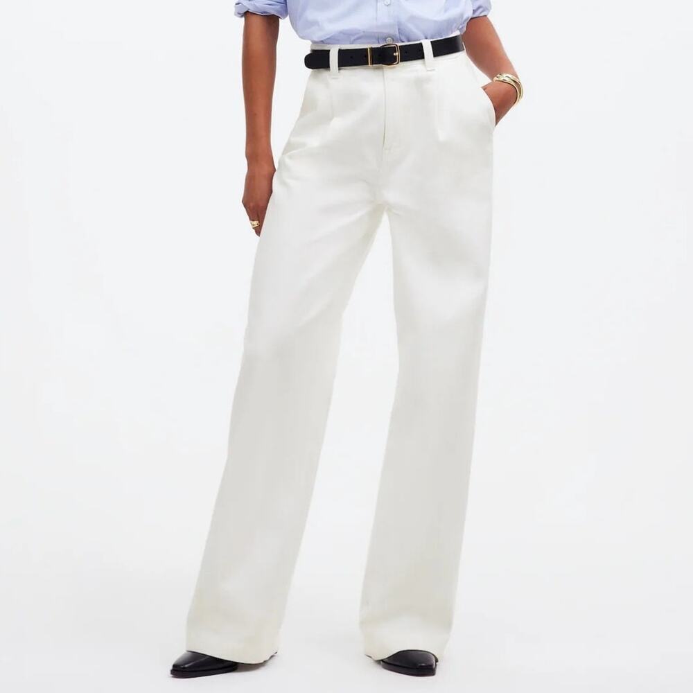 Madewell The Harlow Wide-Leg Jeans High Rise Airy Denim Edition Tile White 27
